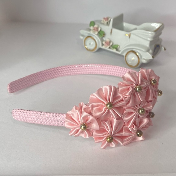 New Girls head bands pink embellished handmade - Picture 15 of 16